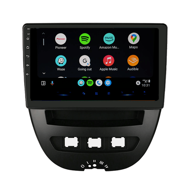 CarPlay & Android Auto Scherm voor Citroën C1, Toyota Aygo, Peugeot 107 (2005 - 2014) – Draadloos Multimedia Touchscreen, GPS Navigatie – Inbouwen / Inbouwservice / Installatie - VCTparts.nl
