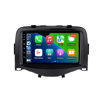 CarPlay & Android Auto Scherm voor Citroën C1, Toyota Aygo, Peugeot 108 (2014–heden) – Draadloos Multimedia Touchscreen, GPS Navigatie – Inbouwen / Inbouwservice / Installatie
