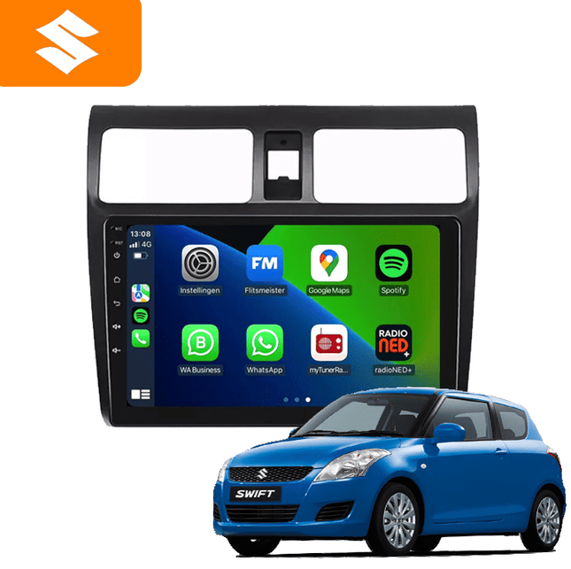 CarPlay en Android Auto Multimedia Speler voor Suzuki Swift 2004–2010 – GPS Navigatie en Touchscreen – Inbouwen / Inbouwservice / Installatie - VCTparts.nl