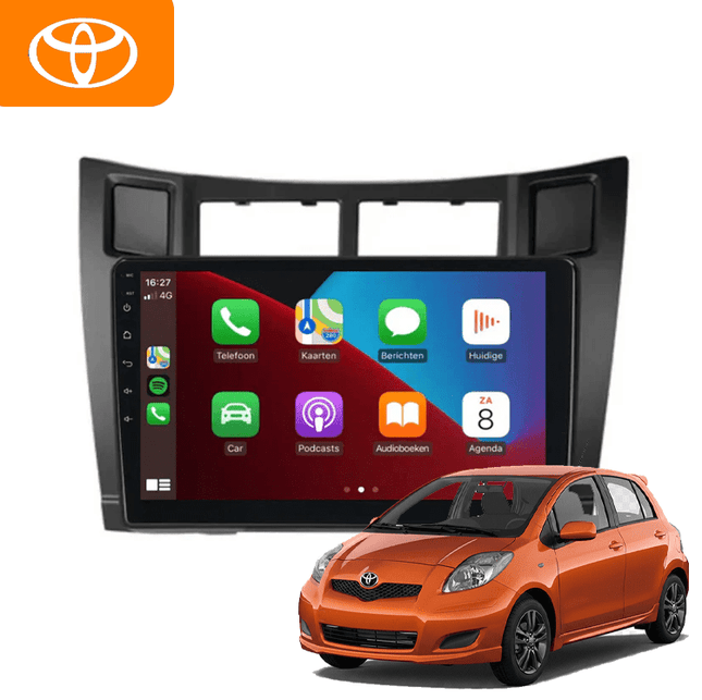 CarPlay en Android Auto Radio 9 Inch voor Toyota Yaris (2005–2011) – GPS Navigatie Touchscreen – Inbouwen / Inbouwservice / Installatie - VCTparts.nl