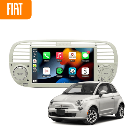 VCTparts CarPlay en Android Auto Scherm Wit/Creme voor Fiat 500 (2007–2015) – Draadloos Multimedia Touchscreen, GPS Navigatie – Inbouwen / Inbouwservice / Installatie Ainavi 1