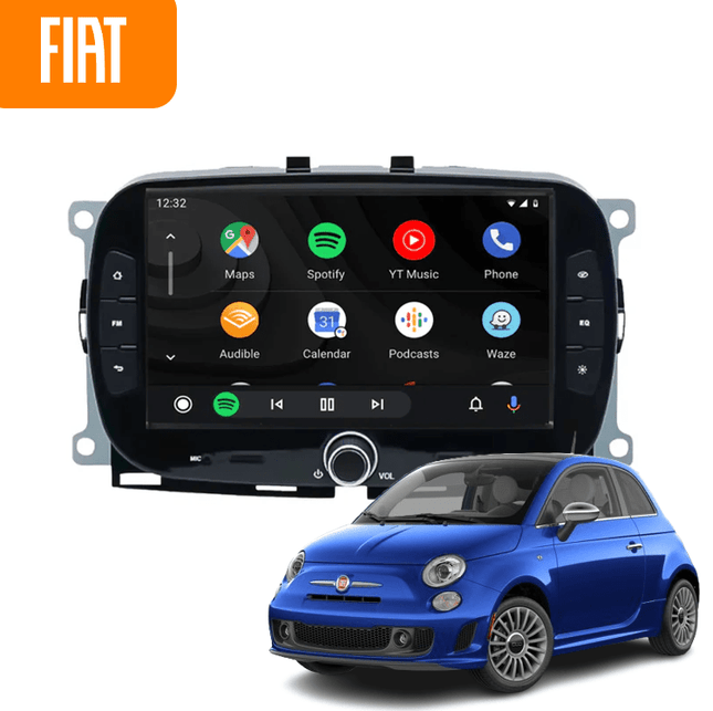 CarPlay en Android Auto Scherm Zwart voor Fiat 500 (2016–2019) – Draadloos Multimedia Touchscreen, GPS Navigatie – Inbouwen / Inbouwservice / Installatie - VCTparts.nl