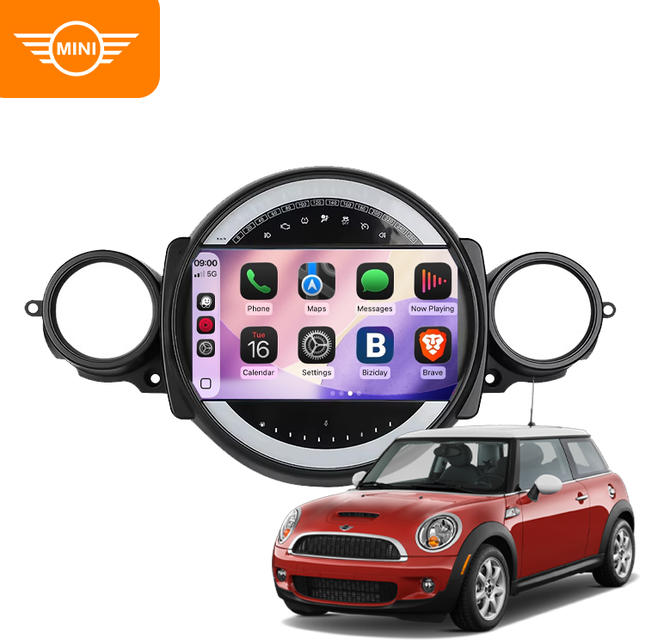 CarPlay en Android Auto Autoradio Voor Mini Clubman R55 / Mini Cooper R56 (2007–2013) – Multimedia Touchscreen, GPS Navigatie, RDS, DSP, FM – Inbouwen / Inbouwservice / Installatie