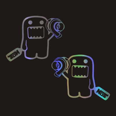 Cartoon JDM Sticker Domo Kun Turbo Multicolor Reflecterend Tuning Decal
