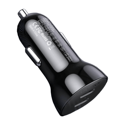 Choetech Choetech Autolader Telefoon 2x USBC 40W PD 3.0 12/24V Zwart 4