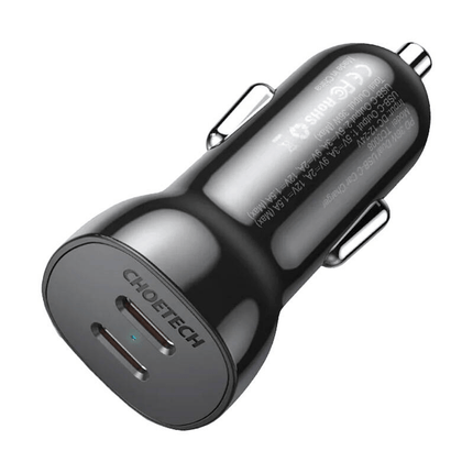 Choetech Choetech Autolader Telefoon 2x USBC 40W PD 3.0 12/24V Zwart 3