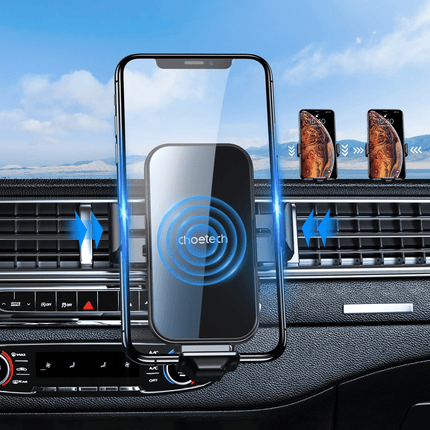 Choetech Choetech Gravity Auto Telefoonhouder met Draadloos Opladen QC voor Ventilatierooster Zwart Hurtel 8