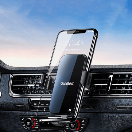 Choetech Choetech Gravity Auto Telefoonhouder met Draadloos Opladen QC voor Ventilatierooster Zwart Hurtel 9