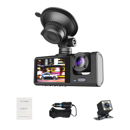 VCTparts Dashcam HD 1080P 3CH Auto Recorder met Binnenzijde Camera Zwart NORGOS 3