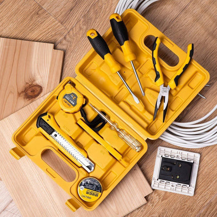 Deli 8 - delige Tools Huishoudelijke Gereedschapset Koffer (EDL1008J ) Geel [Gereedschap - Deli] - VCTparts.nl