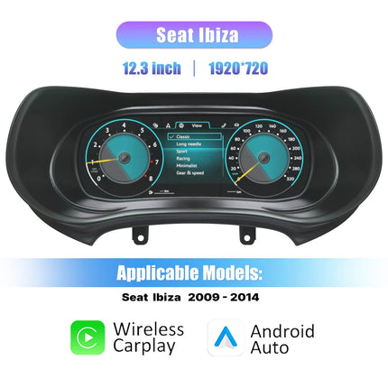 VCTparts Digitale Virtuele Cockpit Instrument Cluster CarPlay en Android Auto 12.3 inch LCD - Voor VW Seat Ibiza PQ 2009 - 2014 6J generatie Carcluster 2