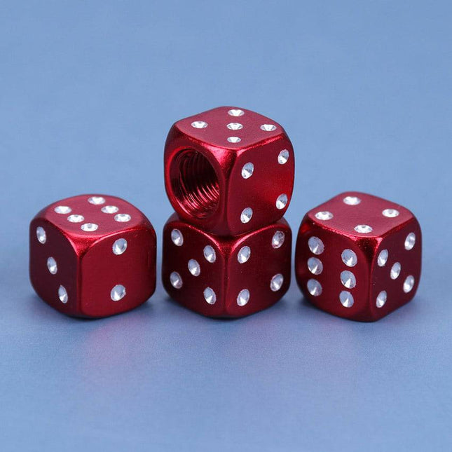 VCTparts Dobbelsteen Ventieldopjes Dobbel Steentjes Dices - Metaal Rood (set 4 stuks) NORGOS 2