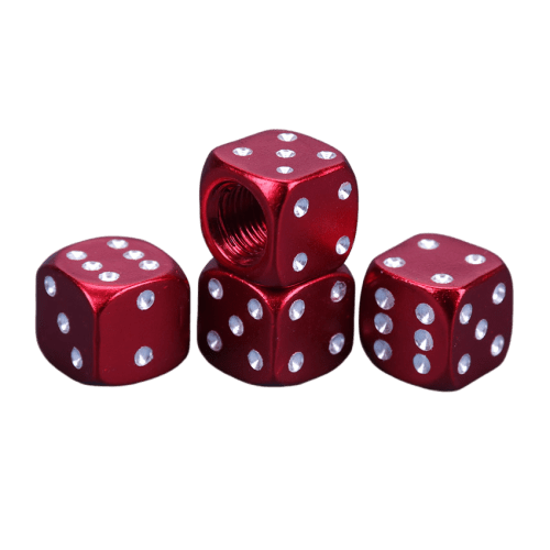 VCTparts Dobbelsteen Ventieldopjes Dobbel Steentjes Dices - Metaal Rood (set 4 stuks) NORGOS 4