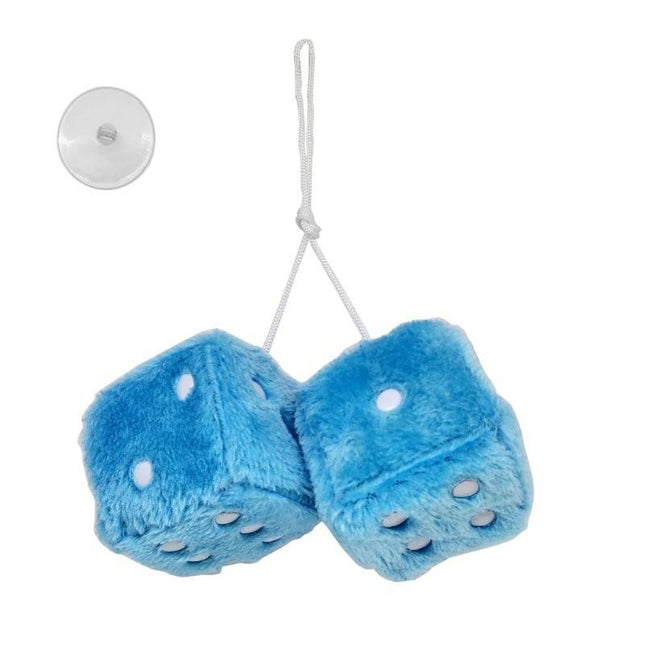 VCTparts Dobbelstenen Spiegel Hanger Lichtblauw - Set van 2 Retro Auto Dobbelstenen Pluche Binnenspiegel Decoratie met Zuignap NORGOS 9