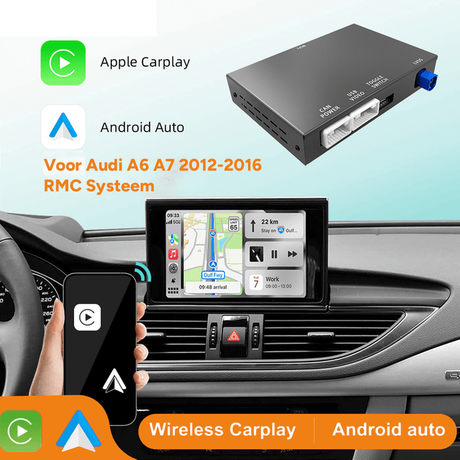 Draadloze CarPlay Android Auto Interface Retrofit Kit voor Audi RMC Systeem – Geschikt voor A6 C7, A7 2012–2016 - VCTparts.nl