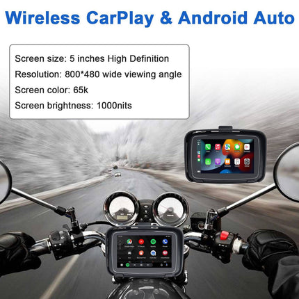 VCTparts Draagbare Motorfietsnavigatie en Smartphone Koppeling 5 Inch Scherm Waterdicht Android Auto & CarPlay [Handsfree Bellen - 5G - Bluetooth] NORGOS 5