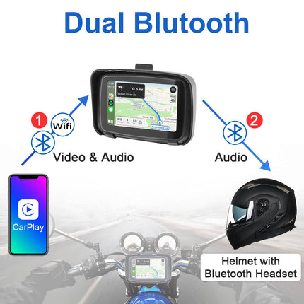 VCTparts Draagbare Motorfietsnavigatie en Smartphone Koppeling 5 Inch Scherm Waterdicht Android Auto & CarPlay [Handsfree Bellen - 5G - Bluetooth] NORGOS 3