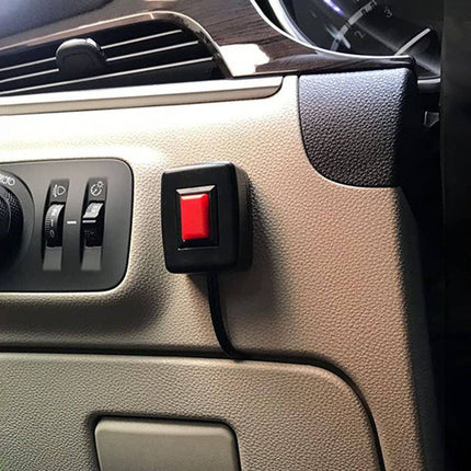 Drukknop Schakelaar 12V Opbouw Aan/Uit Momentary Puls met 100cm Kabel en Plakrand – Rood - VCTparts.nl