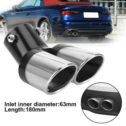 VCTparts Dubbele Uitlaat Chrome Aflopend 60mm Kopstuk / Eindstuk RVS [Uitlaat Sierstuk - Uitlaat Tuning - Uitlaat Koppelstuk] NORGOS 3