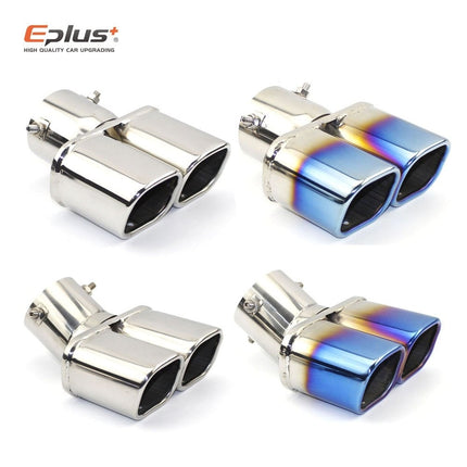 VCTparts Dubbele Uitlaat Chrome Aflopend 60mm Kopstuk / Eindstuk Vierkant [Uitlaat Sierstuk - Uitlaat Tuning - Uitlaat Koppelstuk] NORGOS 2