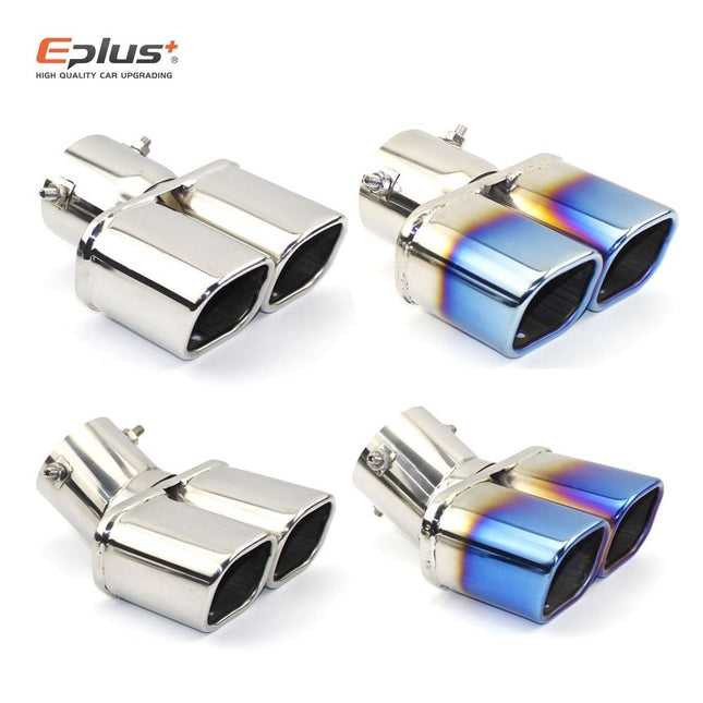 VCTparts Dubbele Uitlaat Chrome Aflopend 60mm Kopstuk / Eindstuk Vierkant [Uitlaat Sierstuk - Uitlaat Tuning - Uitlaat Koppelstuk] NORGOS 2