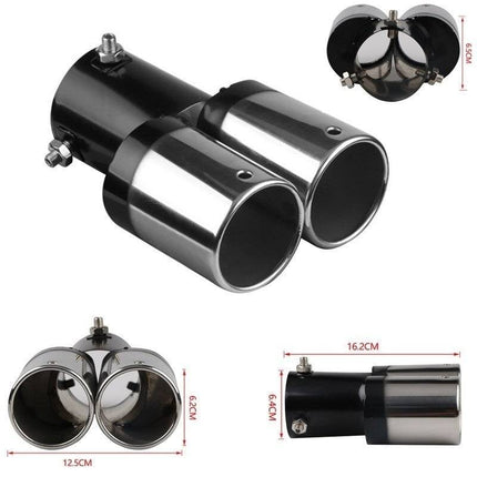VCTparts Dubbele Uitlaat Chrome Recht 55mm Kopstuk / Eindstuk RVS [Uitlaat Sierstuk - Uitlaat Tuning - Uitlaat Koppelstuk] NORGOS 3