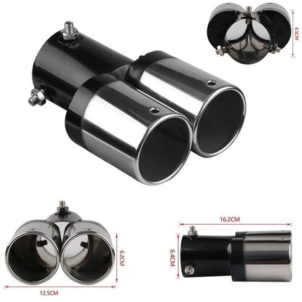 VCTparts Dubbele Uitlaat Chrome Recht 55mm Kopstuk / Eindstuk RVS [Uitlaat Sierstuk - Uitlaat Tuning - Uitlaat Koppelstuk] NORGOS 2