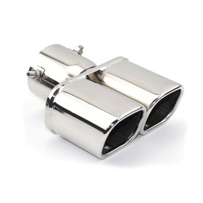 Dubbele Uitlaat Chrome Recht 60mm Kopstuk / Eindstuk Vierkant [Uitlaat Sierstuk - Uitlaat Tuning - Uitlaat Koppelstuk]