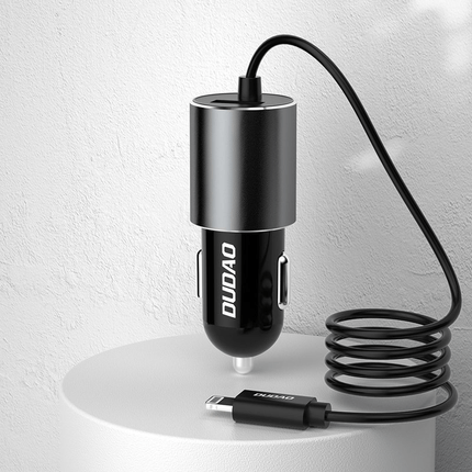 Dudao Dudao Autolader Oplader USB - C & USB - A Snellader - 3.4A (1m) Grijs [Triple Fast Car Charger] Hurtel 3
