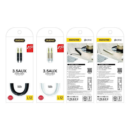 Dudao Dudao Rekbare AUX Mini Jack 3.5mm Veer Krulsnoer 150cm Zwart Hurtel 8