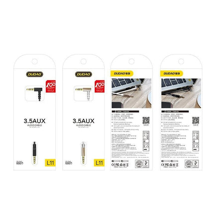 Dudao Dudao Rekbare Haakse AUX Mini Jack 3.5mm Veer Krulsnoer 100cm Zwart Hurtel 9