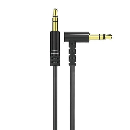 Dudao Dudao Rekbare Haakse AUX Mini Jack 3.5mm Veer Krulsnoer 100cm Zwart Hurtel 1