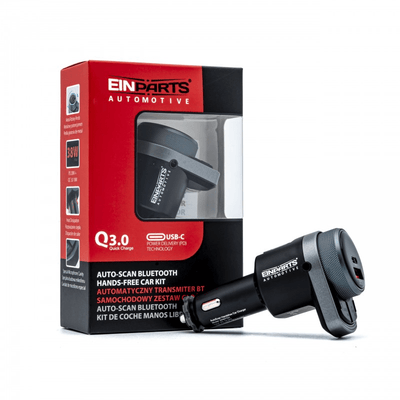 Einparts Bluetooth Muziek FM Transmitter Snellader 3.0 met AUX Zwart