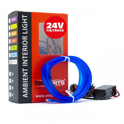 Einparts Einparts LED Ambient Interieurverlichting 2m Blauw - Universele 24V Truck Sfeerverlichting 360 Graden Dunne 2mm Strip Compleet Pakket Einparts 7