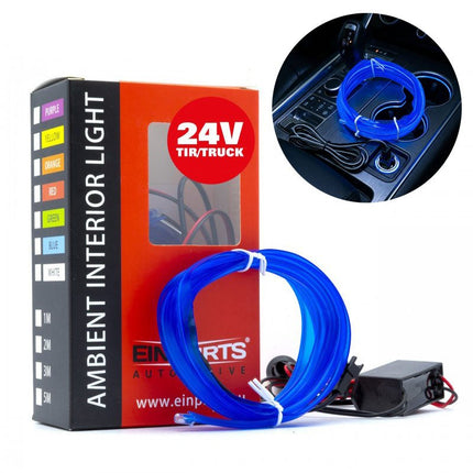 Einparts Einparts LED Ambient Interieurverlichting 2m Blauw - Universele 24V Truck Sfeerverlichting 360 Graden Dunne 2mm Strip Compleet Pakket Einparts 1