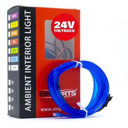 Einparts Einparts LED Ambient Interieurverlichting 2m Blauw - Universele 24V Truck Sfeerverlichting 360 Graden Dunne 2mm Strip Compleet Pakket Einparts 6