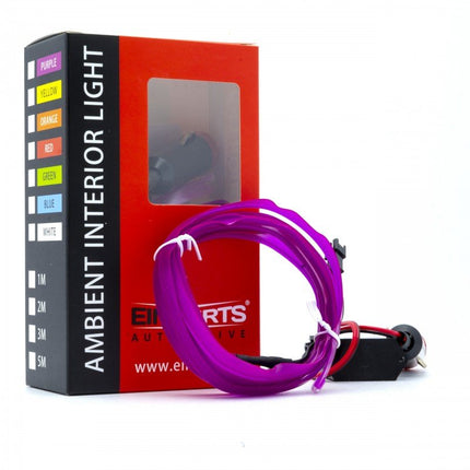 Einparts Einparts LED Ambient Interieurverlichting 2m Paars - Universele 12V Auto Sfeerverlichting 360 Graden Dunne 2mm Strip Compleet Pakket Einparts 6