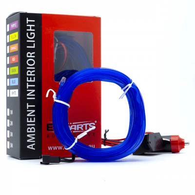 Einparts LED Ambient Interieurverlichting 5m Blauw - Universele 12V Auto Sfeerverlichting 360 Graden Dunne 2mm Strip Compleet Pakket