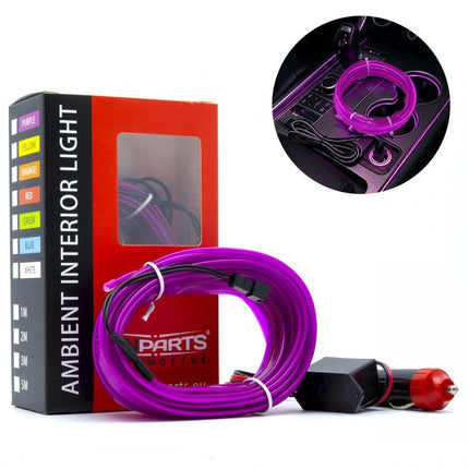 Einparts Einparts LED Ambient Interieurverlichting 5m Paars - Universele 12V Auto Sfeerverlichting 360 Graden Dunne 2mm Strip Compleet Pakket Einparts 1