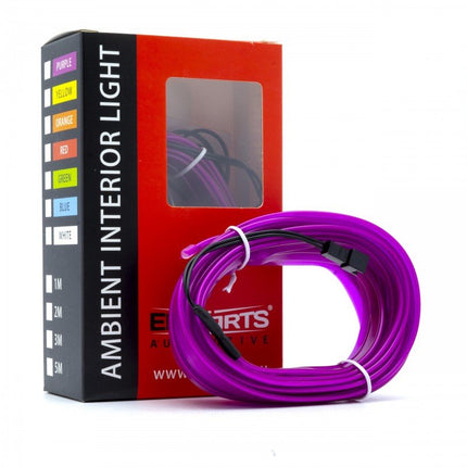 Einparts Einparts LED Ambient Interieurverlichting 5m Paars - Universele 12V Auto Sfeerverlichting 360 Graden Dunne 2mm Strip Compleet Pakket Einparts 7