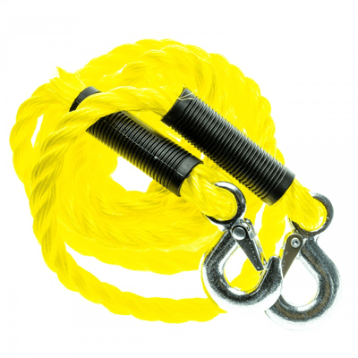 Einparts Stevige Sleepkabel met Haken en Rode Vlag tot 3000kg 4 meter Geel