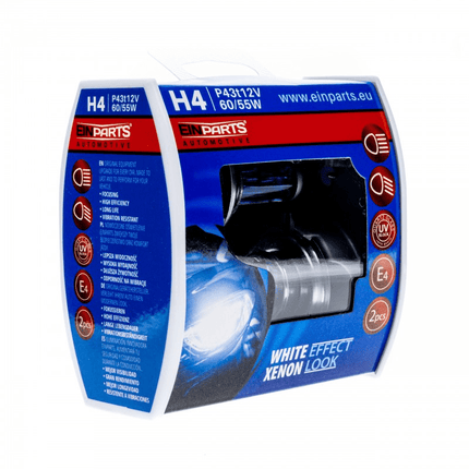 Einparts Einparts Xenon Glow Pro H4 White Effect Koplampen - Dimlicht 6000K Wit (Set) Einparts 6