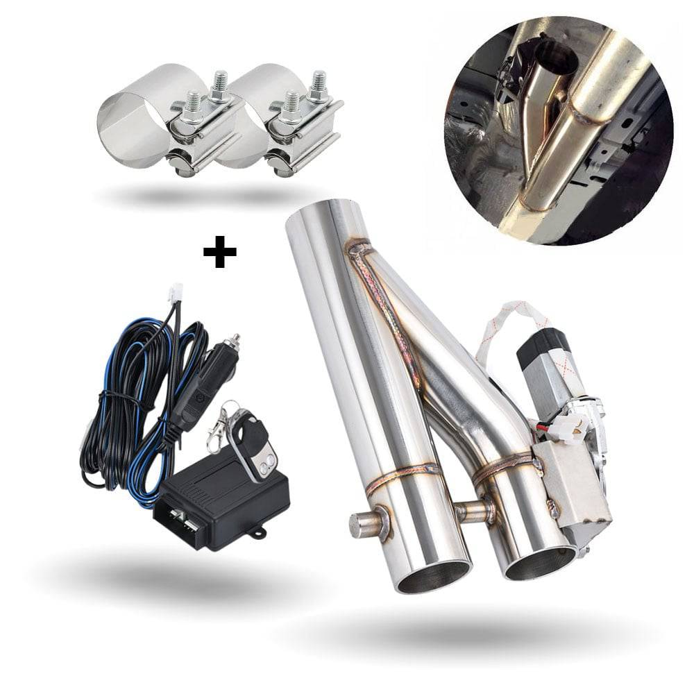 Riloer Elektrische uitlaat uitsparing 2,5 inch, stortklep elektrische uitlaat cut-out motor e-cut ventiel kit met draadloze afstandsbediening, universeel roestvrij staal Riloer Elektrische uitlaat uitsparing 2,5 inch, stortklep elektrische uitlaat cut-out motor e-cut ventiel kit met draadloze afstandsbediening, universeel roestvrij staal