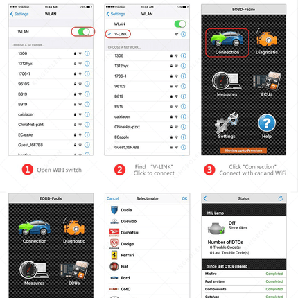 VCTparts ELM327 OBD2 Diagnose Scanner WiFi [OBD II - IOS & Android) NORGOS 8