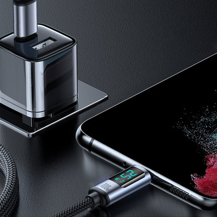 Joyroom Prism Series A16 USB-C naar USB-C Kabel 100W - met LED Display voor Snelladen en Dataoverdracht Zwart 1,2m Oplaadsnoer