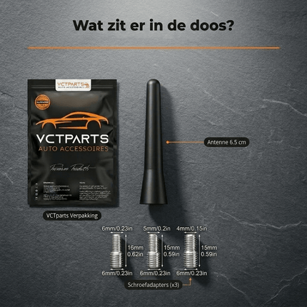 VCTparts FM/AM Auto Antenne Mini Universeel 6,5cm – Compacte Zwarte Antenne voor Stijlvolle Auto’s NORGOS 6