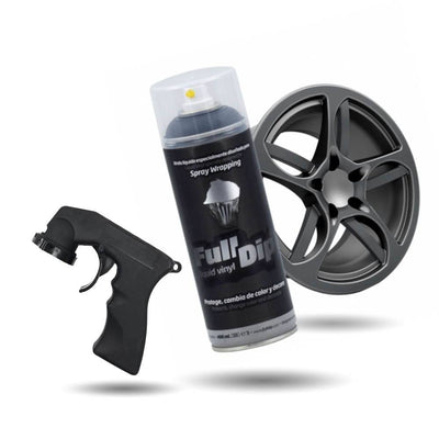 FullDip Combideal Plastidip 400ml Spuitbus met Pistool - Hyper Black / Zwart Metallic Vloeibaar Vinyl Spray Dip