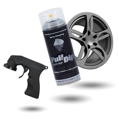 FullDip Combideal Plastidip 400ml Spuitbus met Verfpistool - Aluminium Metallic Zilver Vloeibaar Vinyl Spray Dip