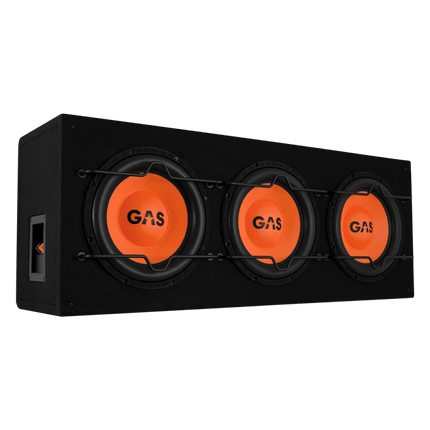 Gas Audio Power Gas Audio Power Gas Mad Level 1 Loaded Enclosure 3x10" voor Auto Geluidssystemen en Hoogwaardige Geluidskwaliteit Optimount 8