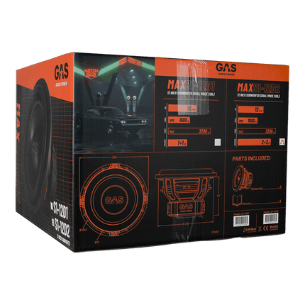 Gas Audio Power Gas Audio Power Gas Max Level 1 Subwoofer 12" 2x2 Ohm voor Auto Geluidssystemen en Hoogwaardige Geluidskwaliteit Optimount 5